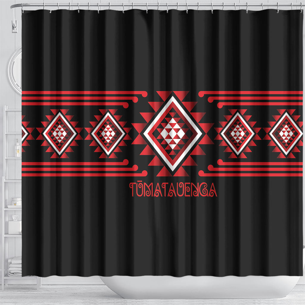 Aotearoa Atua Tumatauenga Shower Curtain Maori God Of War Taniko Motifs