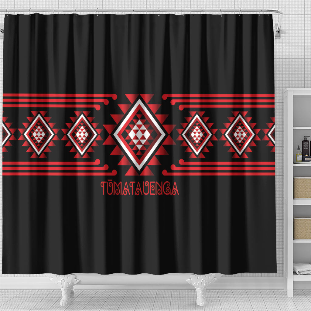 Aotearoa Atua Tumatauenga Shower Curtain Maori God Of War Taniko Motifs