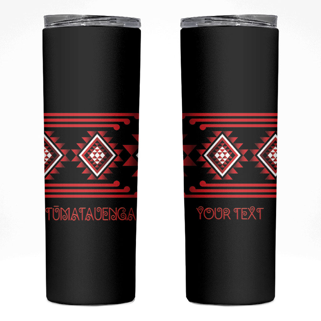 Aotearoa Atua Tumatauenga Personalised Skinny Tumbler Maori God Of War Taniko Motifs