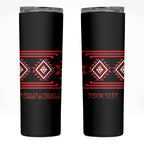 Aotearoa Atua Tumatauenga Personalised Skinny Tumbler Maori God Of War Taniko Motifs