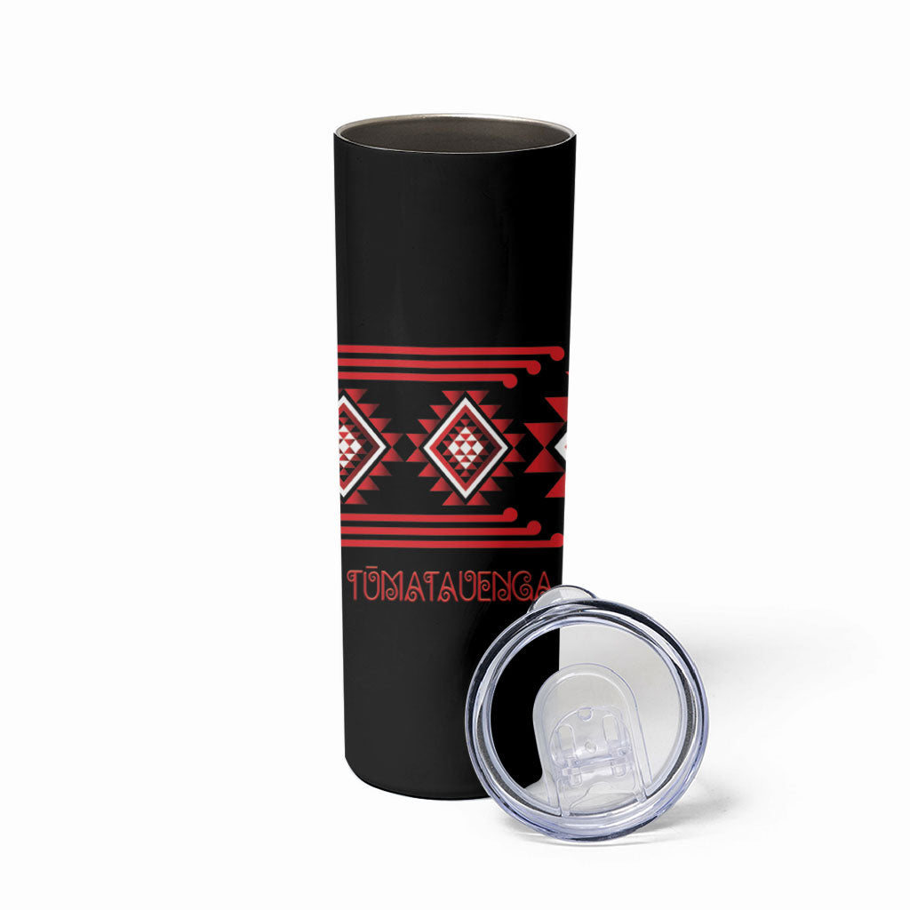 Aotearoa Atua Tumatauenga Personalised Skinny Tumbler Maori God Of War Taniko Motifs