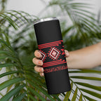 Aotearoa Atua Tumatauenga Personalised Skinny Tumbler Maori God Of War Taniko Motifs