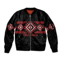 Aotearoa Atua Tumatauenga Personalised Sleeve Zip Bomber Jacket Maori God Of War Taniko Motifs
