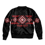 Aotearoa Atua Tumatauenga Personalised Sleeve Zip Bomber Jacket Maori God Of War Taniko Motifs