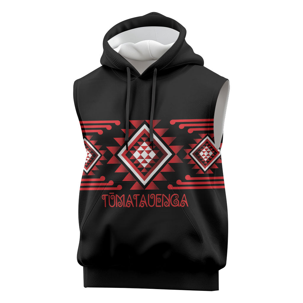 Aotearoa Atua Tumatauenga Personalised Sleeveless Hoodie Maori God Of War Taniko Motifs