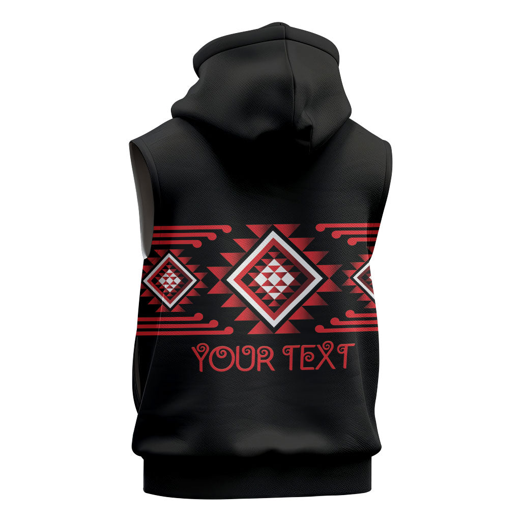 Aotearoa Atua Tumatauenga Personalised Sleeveless Hoodie Maori God Of War Taniko Motifs