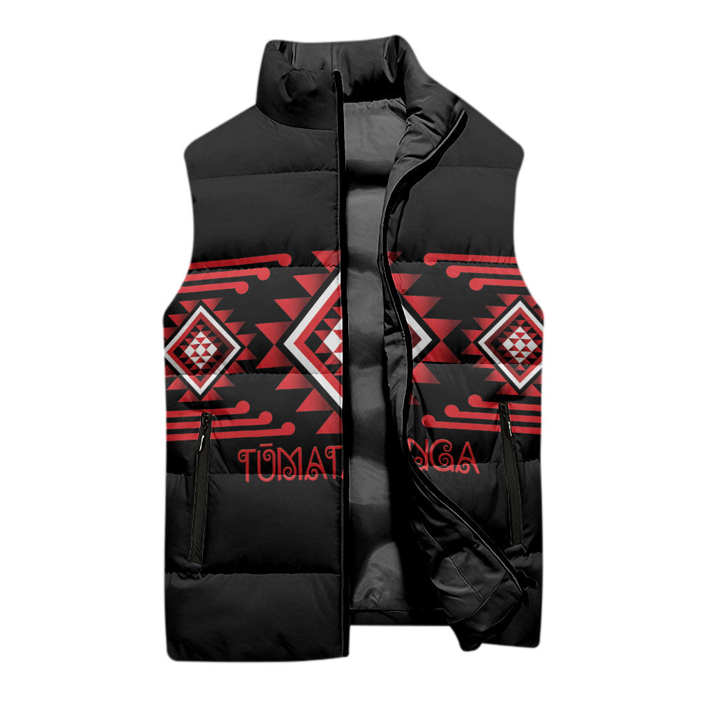 Aotearoa Atua Tumatauenga Personalised Sleeveless Puffer Jacket Maori God Of War Taniko Motifs