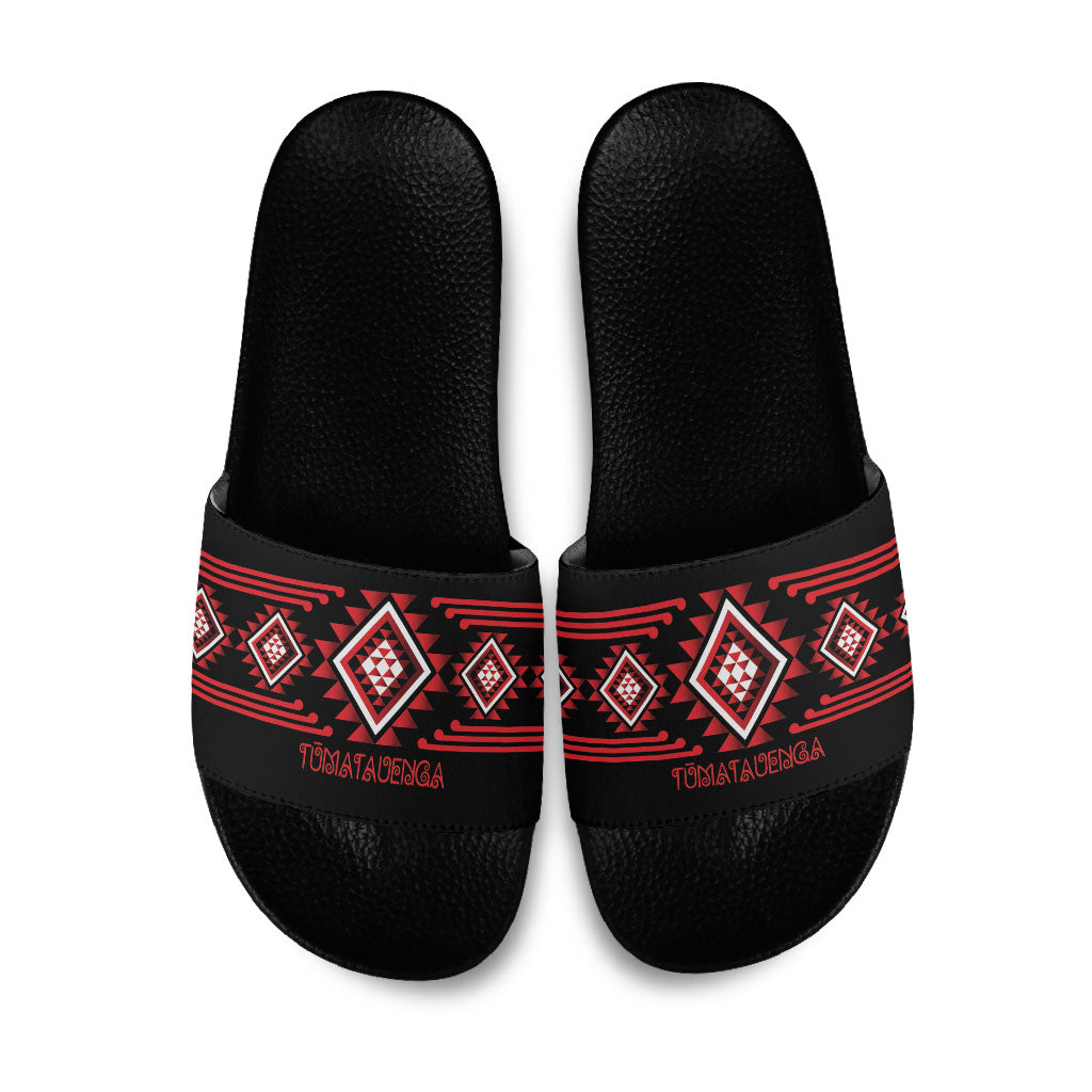 Aotearoa Atua Tumatauenga Slide Sandals Maori God Of War Taniko Motifs