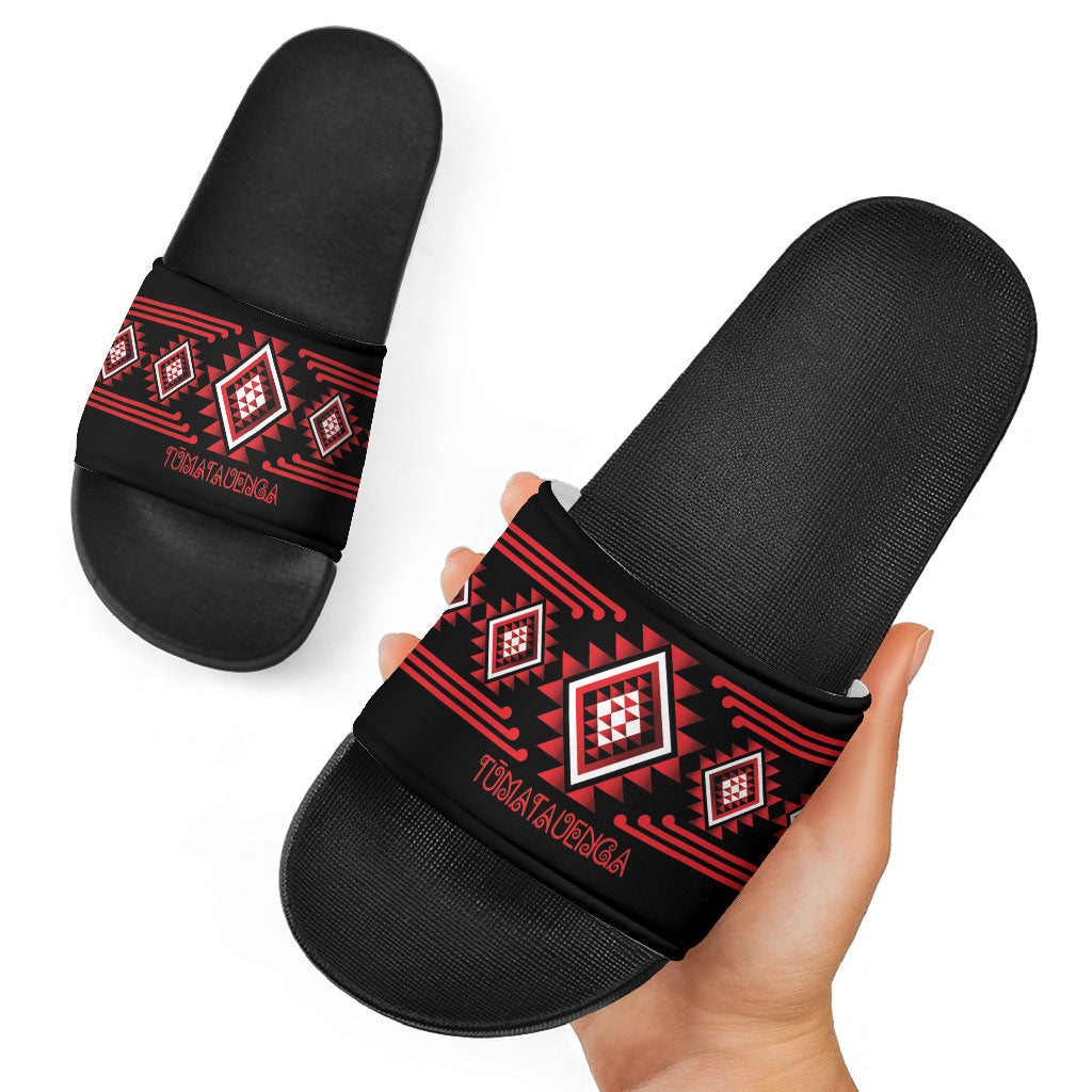 Aotearoa Atua Tumatauenga Slide Sandals Maori God Of War Taniko Motifs