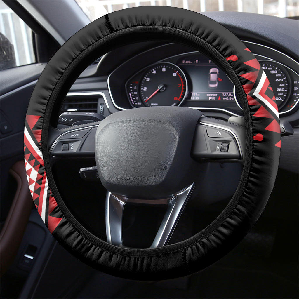 Aotearoa Atua Tumatauenga Steering Wheel Cover Maori God Of War Taniko Motifs
