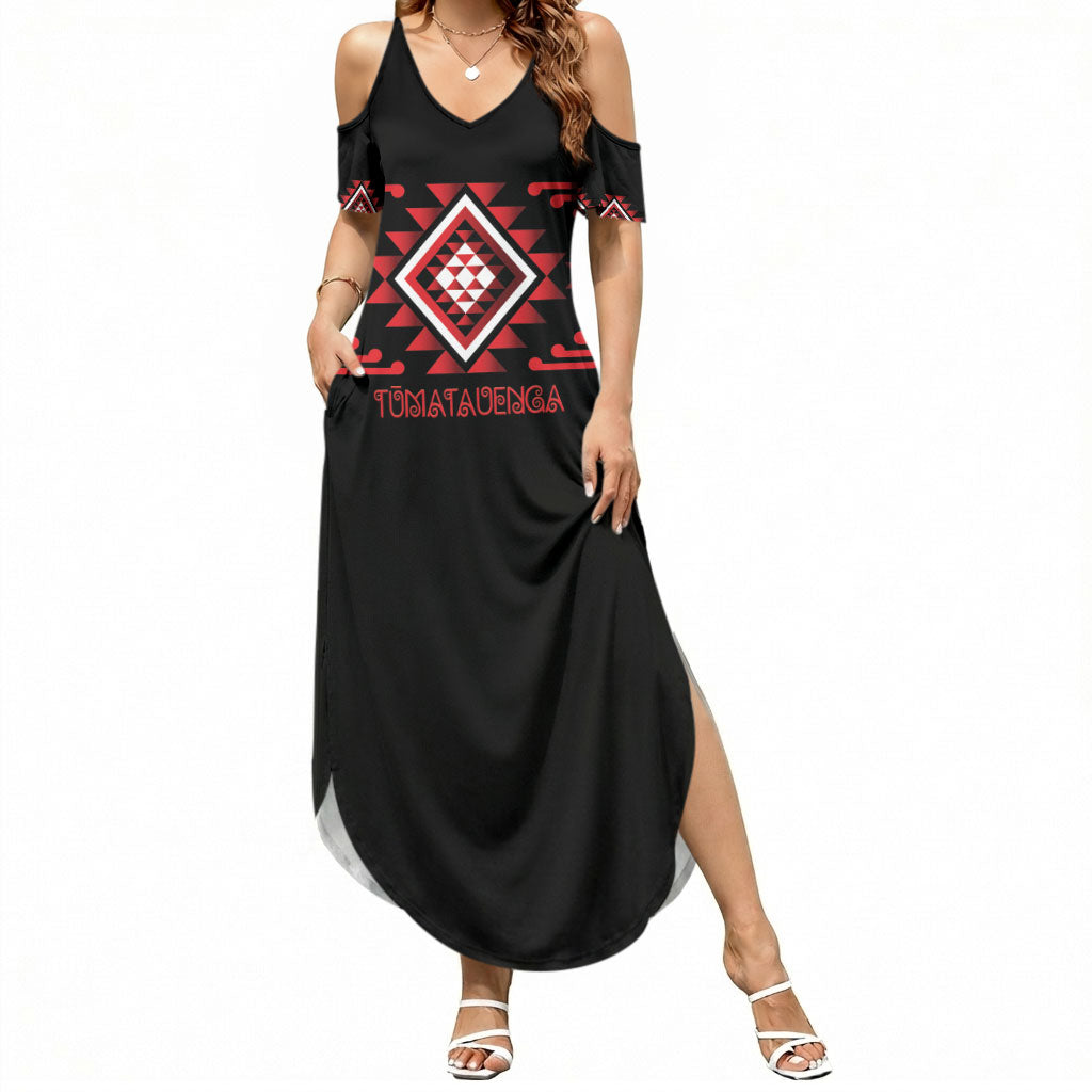 Aotearoa Atua Tumatauenga Personalised Summer Maxi Dress Maori God Of War Taniko Motifs