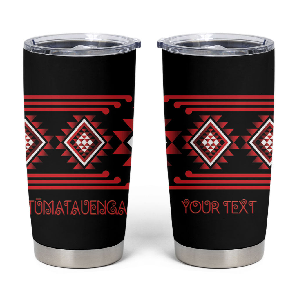 Aotearoa Atua Tumatauenga Personalised Tumbler Cup Maori God Of War Taniko Motifs
