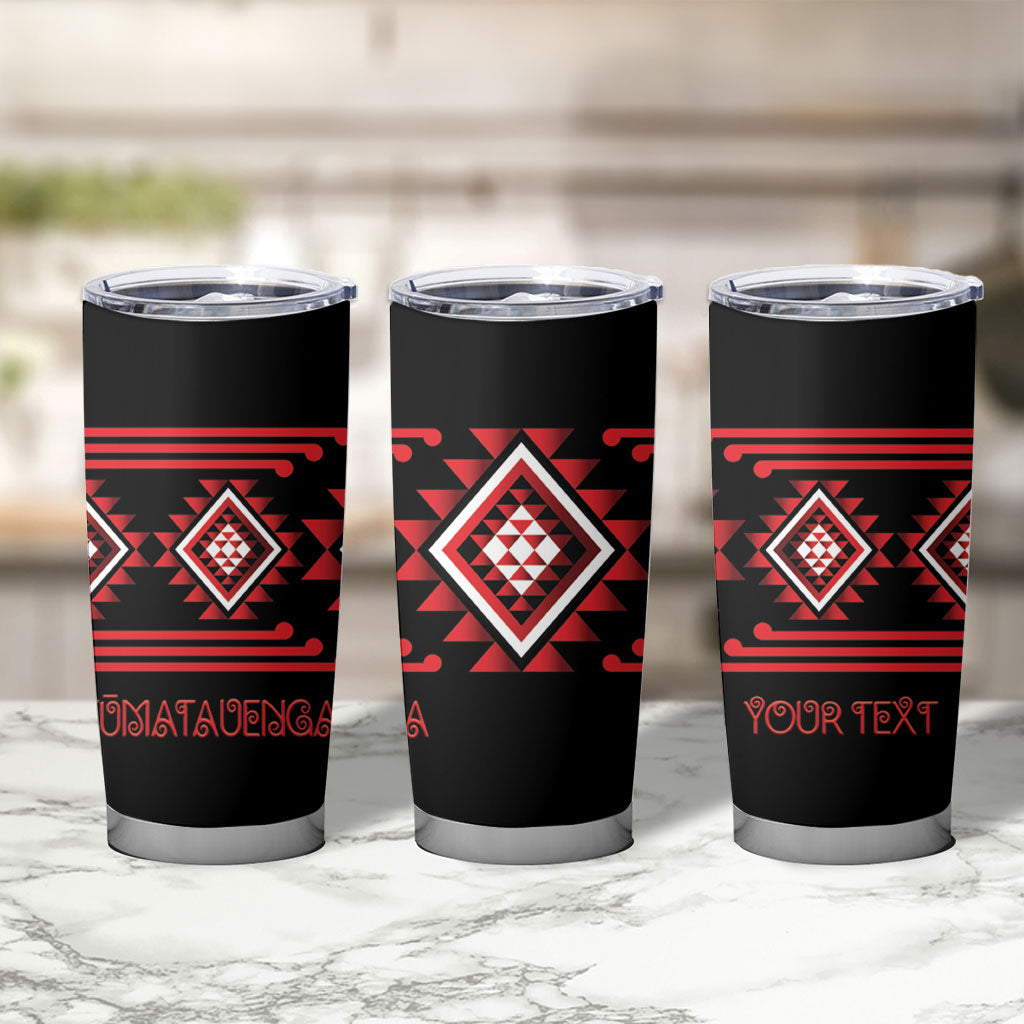 Aotearoa Atua Tumatauenga Personalised Tumbler Cup Maori God Of War Taniko Motifs