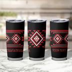Aotearoa Atua Tumatauenga Personalised Tumbler Cup Maori God Of War Taniko Motifs