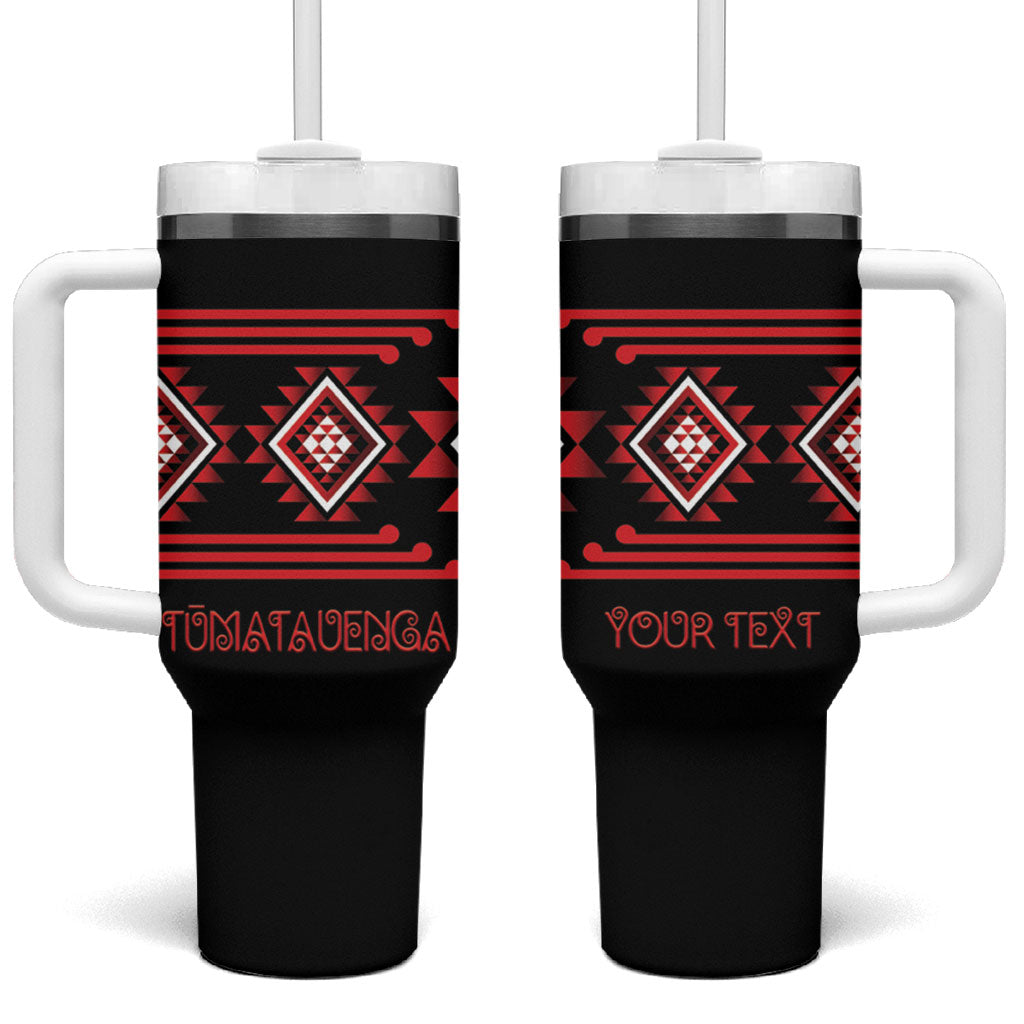 Aotearoa Atua Tumatauenga Personalised Tumbler With Handle Maori God Of War Taniko Motifs
