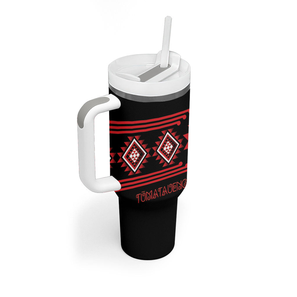 Aotearoa Atua Tumatauenga Personalised Tumbler With Handle Maori God Of War Taniko Motifs