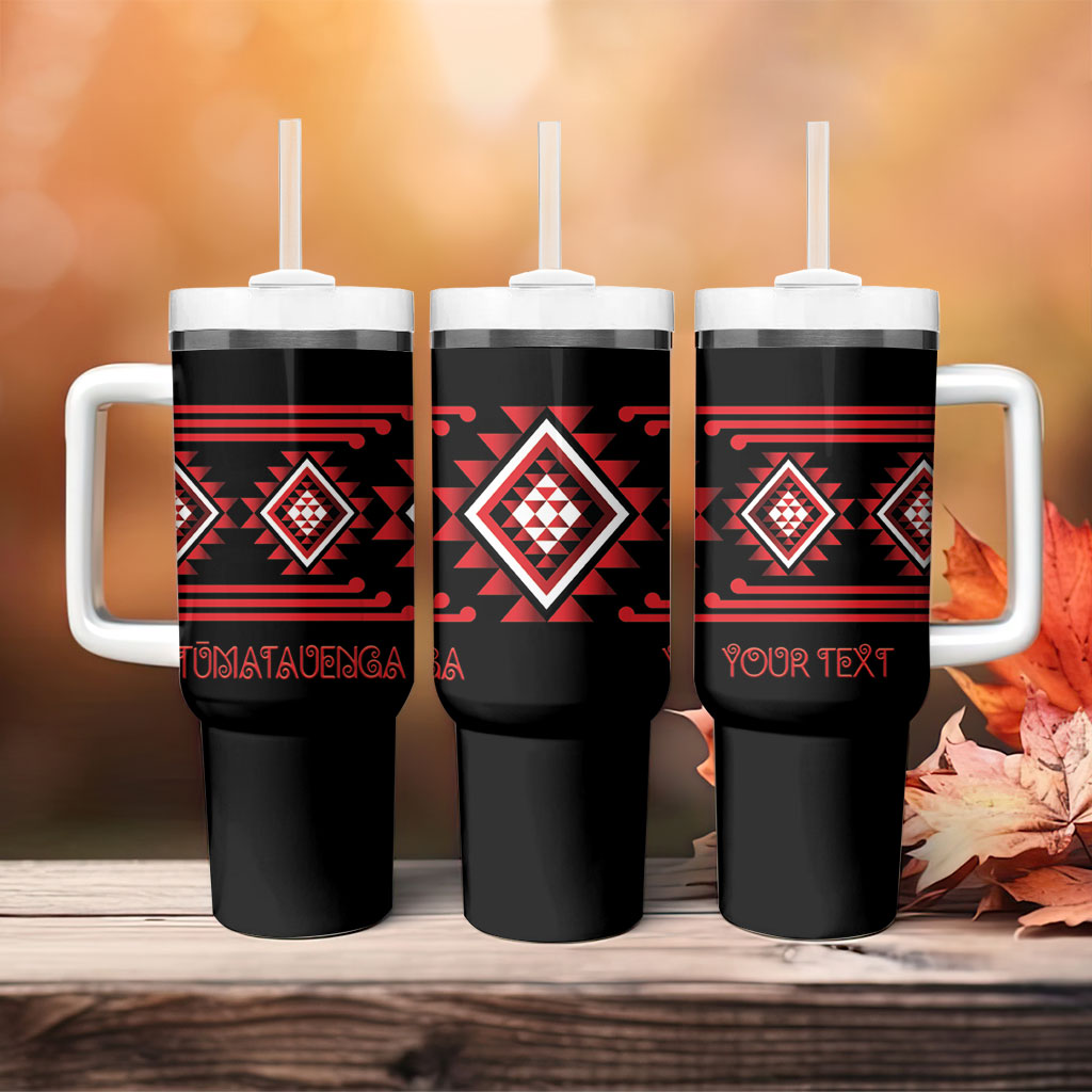 Aotearoa Atua Tumatauenga Personalised Tumbler With Handle Maori God Of War Taniko Motifs