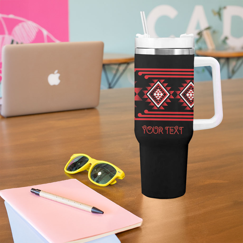 Aotearoa Atua Tumatauenga Personalised Tumbler With Handle Maori God Of War Taniko Motifs