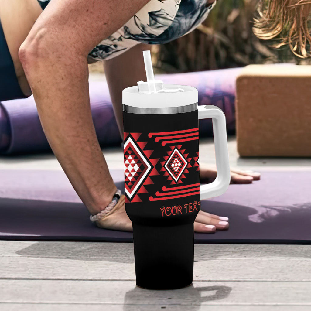 Aotearoa Atua Tumatauenga Personalised Tumbler With Handle Maori God Of War Taniko Motifs