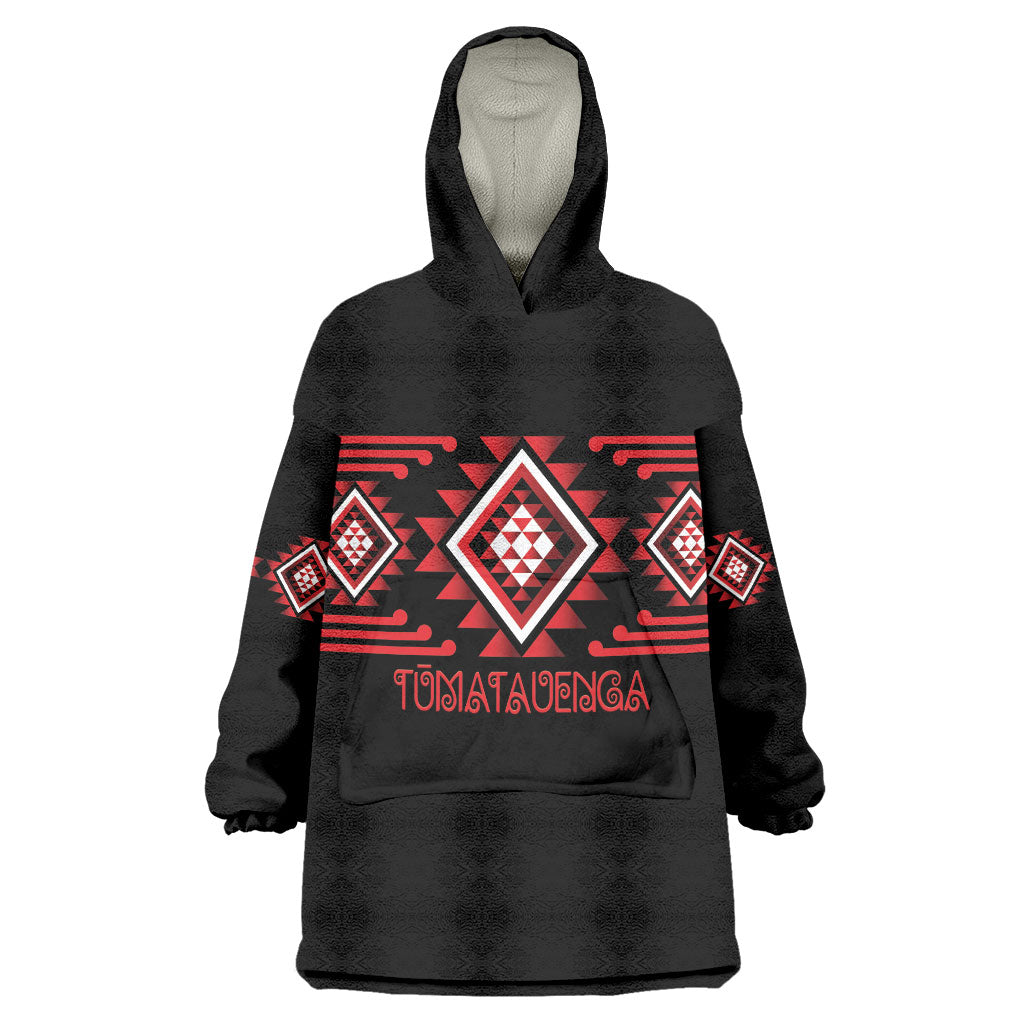 Aotearoa Atua Tumatauenga Personalised Wearable Blanket Hoodie Maori God Of War Taniko Motifs