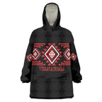 Aotearoa Atua Tumatauenga Personalised Wearable Blanket Hoodie Maori God Of War Taniko Motifs