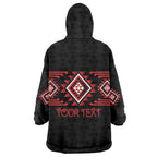 Aotearoa Atua Tumatauenga Personalised Wearable Blanket Hoodie Maori God Of War Taniko Motifs