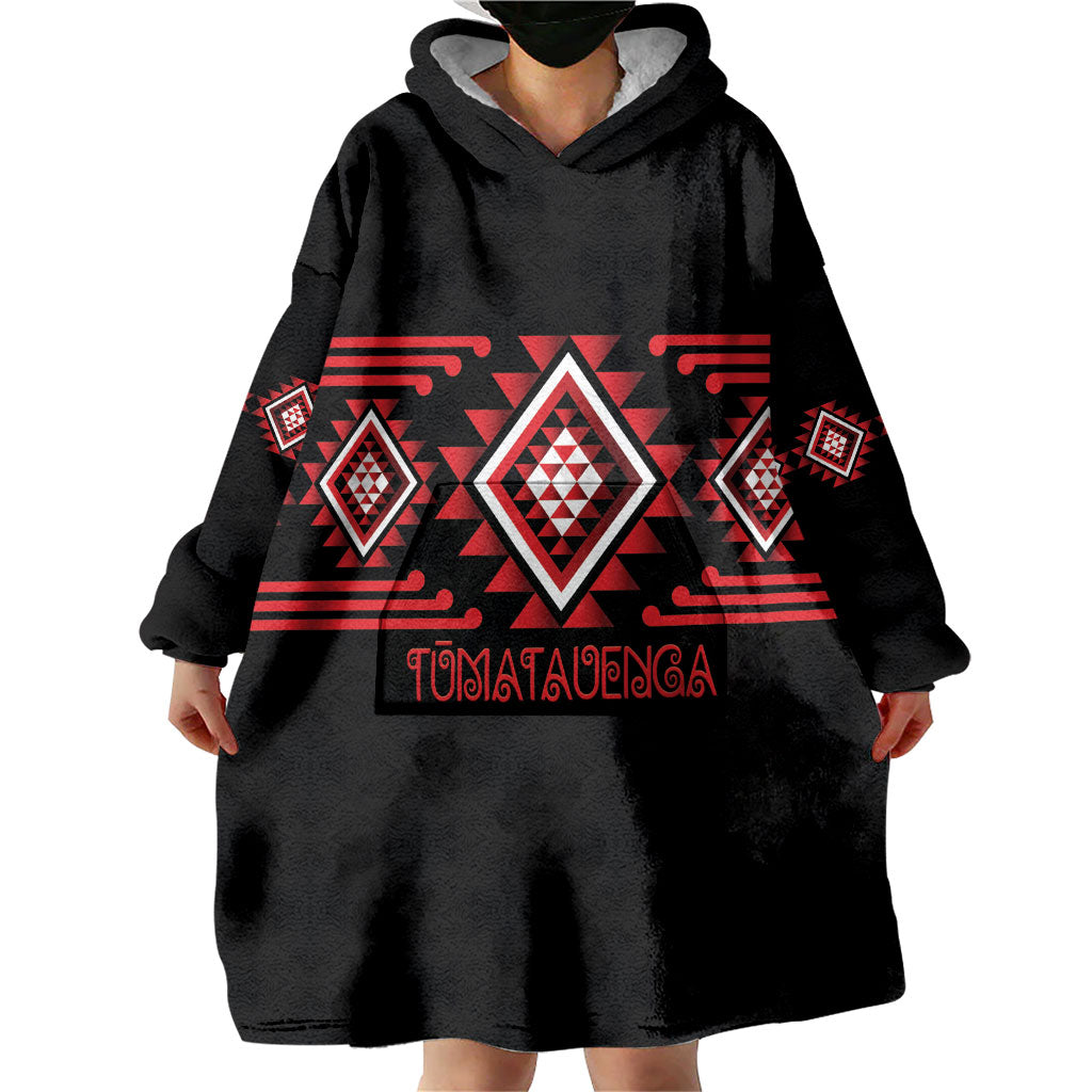 Aotearoa Atua Tumatauenga Personalised Wearable Blanket Hoodie Maori God Of War Taniko Motifs