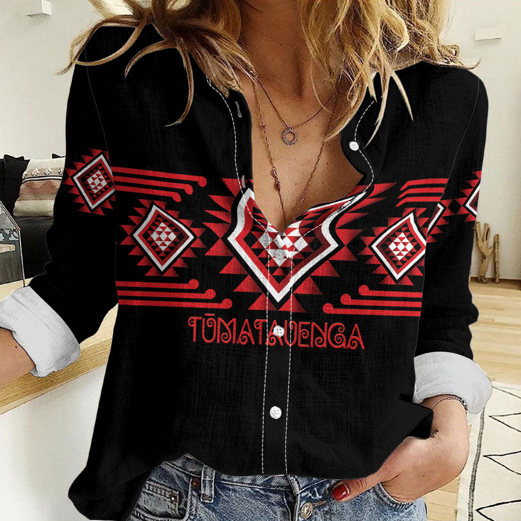 Aotearoa Atua Tumatauenga Personalised Women Casual Shirt Maori God Of War Taniko Motifs