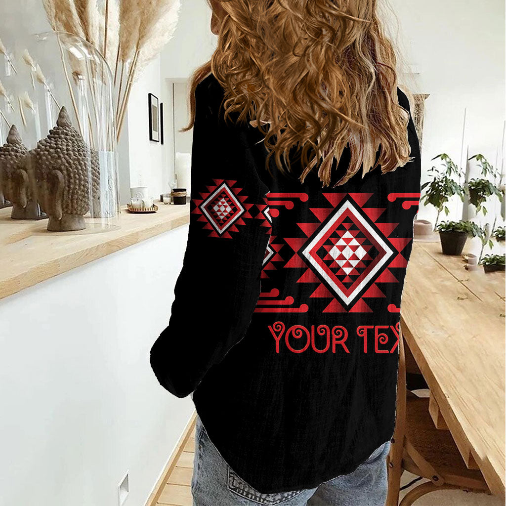 Aotearoa Atua Tumatauenga Personalised Women Casual Shirt Maori God Of War Taniko Motifs