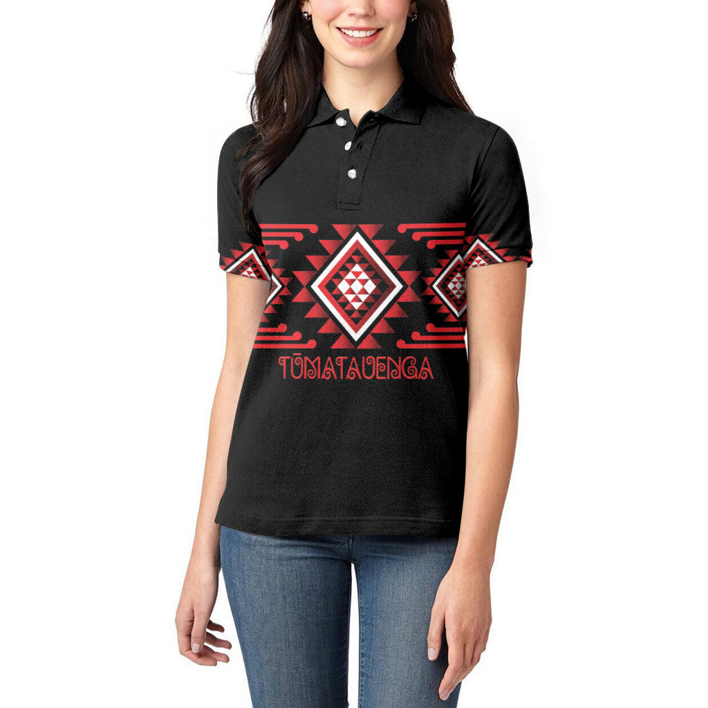 Aotearoa Atua Tumatauenga Personalised Women Polo Shirt Maori God Of War Taniko Motifs