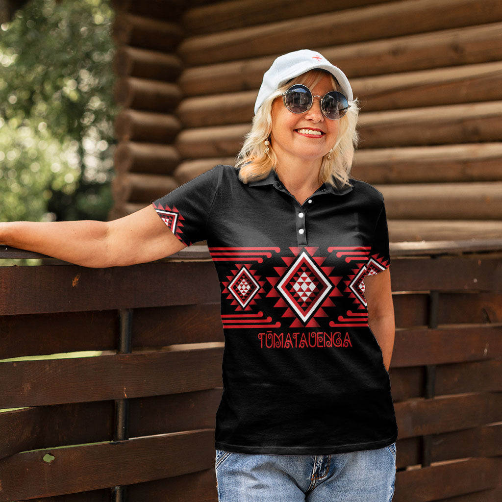 Aotearoa Atua Tumatauenga Personalised Women Polo Shirt Maori God Of War Taniko Motifs