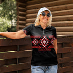 Aotearoa Atua Tumatauenga Personalised Women Polo Shirt Maori God Of War Taniko Motifs