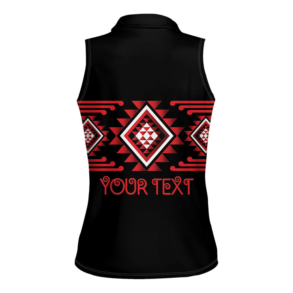 Aotearoa Atua Tumatauenga Personalised Women Sleeveless Polo Shirt Maori God Of War Taniko Motifs