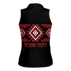 Aotearoa Atua Tumatauenga Personalised Women Sleeveless Polo Shirt Maori God Of War Taniko Motifs