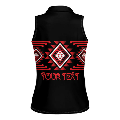 Aotearoa Atua Tumatauenga Personalised Women Sleeveless Polo Shirt Maori God Of War Taniko Motifs