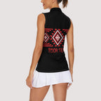 Aotearoa Atua Tumatauenga Personalised Women Sleeveless Polo Shirt Maori God Of War Taniko Motifs