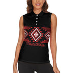 Aotearoa Atua Tumatauenga Personalised Women Sleeveless Polo Shirt Maori God Of War Taniko Motifs