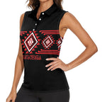 Aotearoa Atua Tumatauenga Personalised Women Sleeveless Polo Shirt Maori God Of War Taniko Motifs