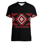 Aotearoa Atua Tumatauenga Personalised Women V-Neck T-Shirt Maori God Of War Taniko Motifs