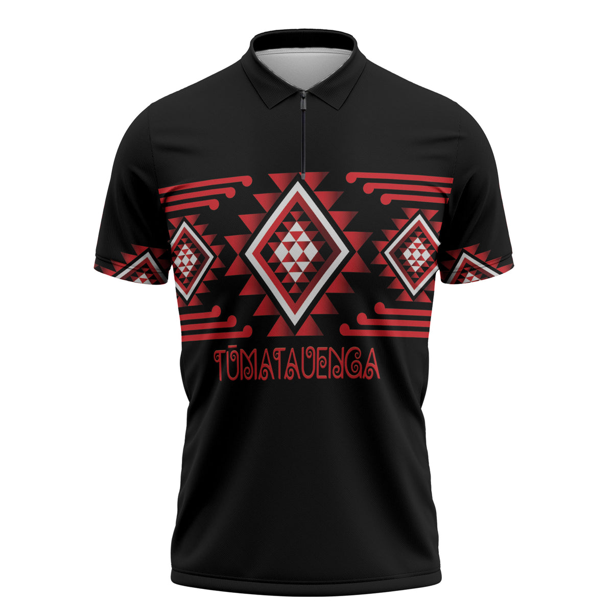 Aotearoa Atua Tumatauenga Personalised Zipper Polo Shirt Maori God Of War Taniko Motifs