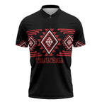Aotearoa Atua Tumatauenga Personalised Zipper Polo Shirt Maori God Of War Taniko Motifs