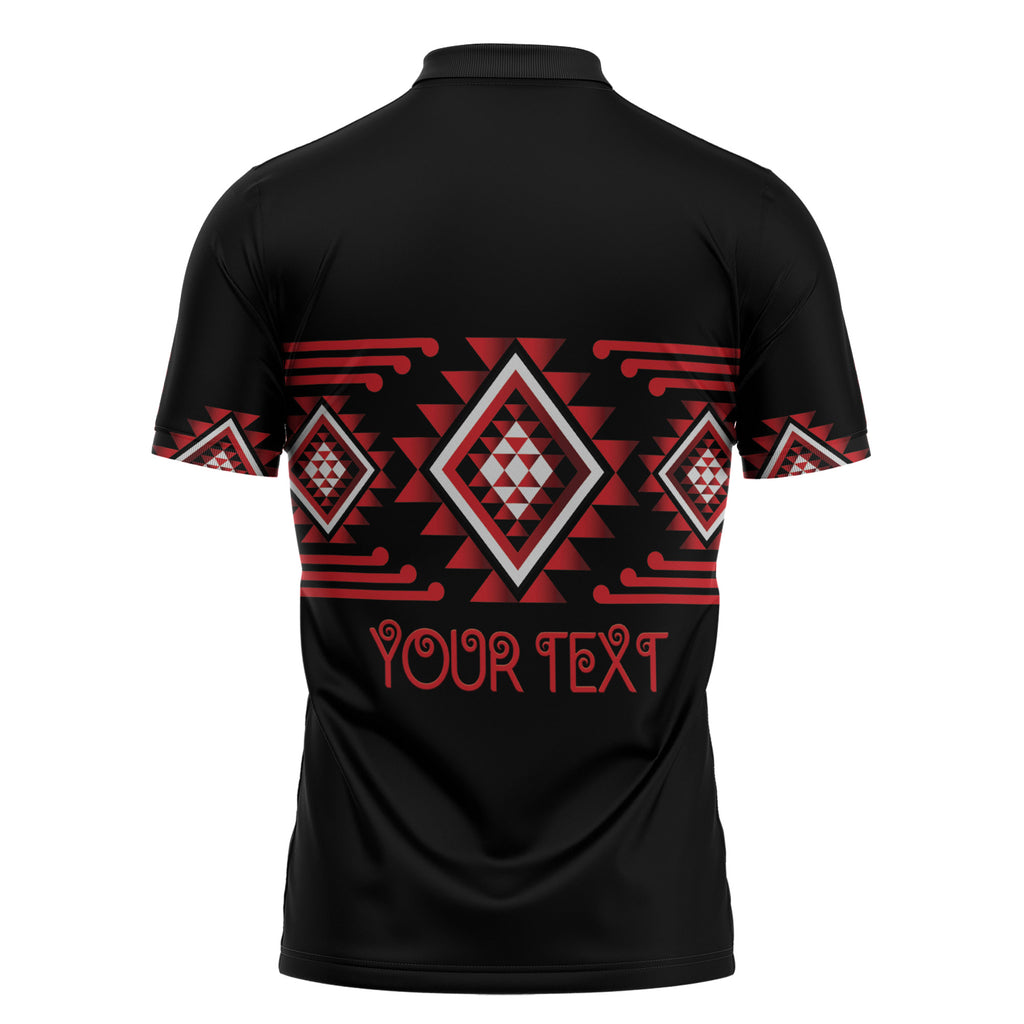 Aotearoa Atua Tumatauenga Personalised Zipper Polo Shirt Maori God Of War Taniko Motifs