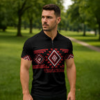 Aotearoa Atua Tumatauenga Personalised Zipper Polo Shirt Maori God Of War Taniko Motifs