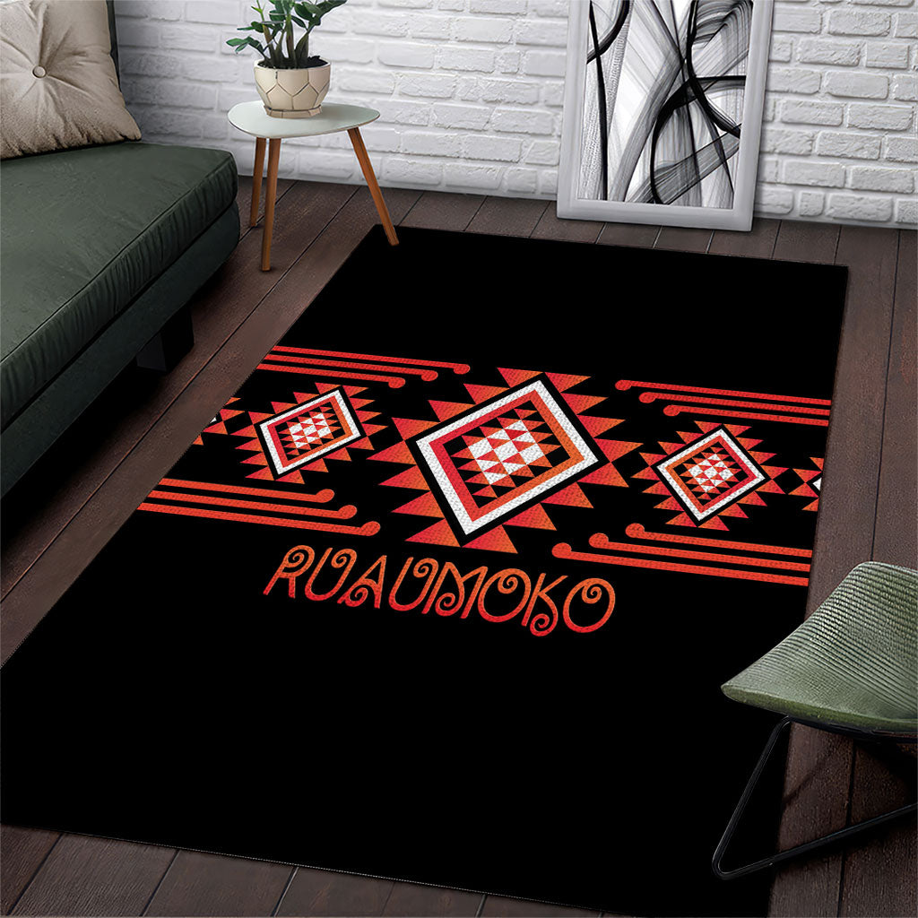 Aotearoa Atua Ruaumoko Area Rug Maori Powerful God Taniko Motifs