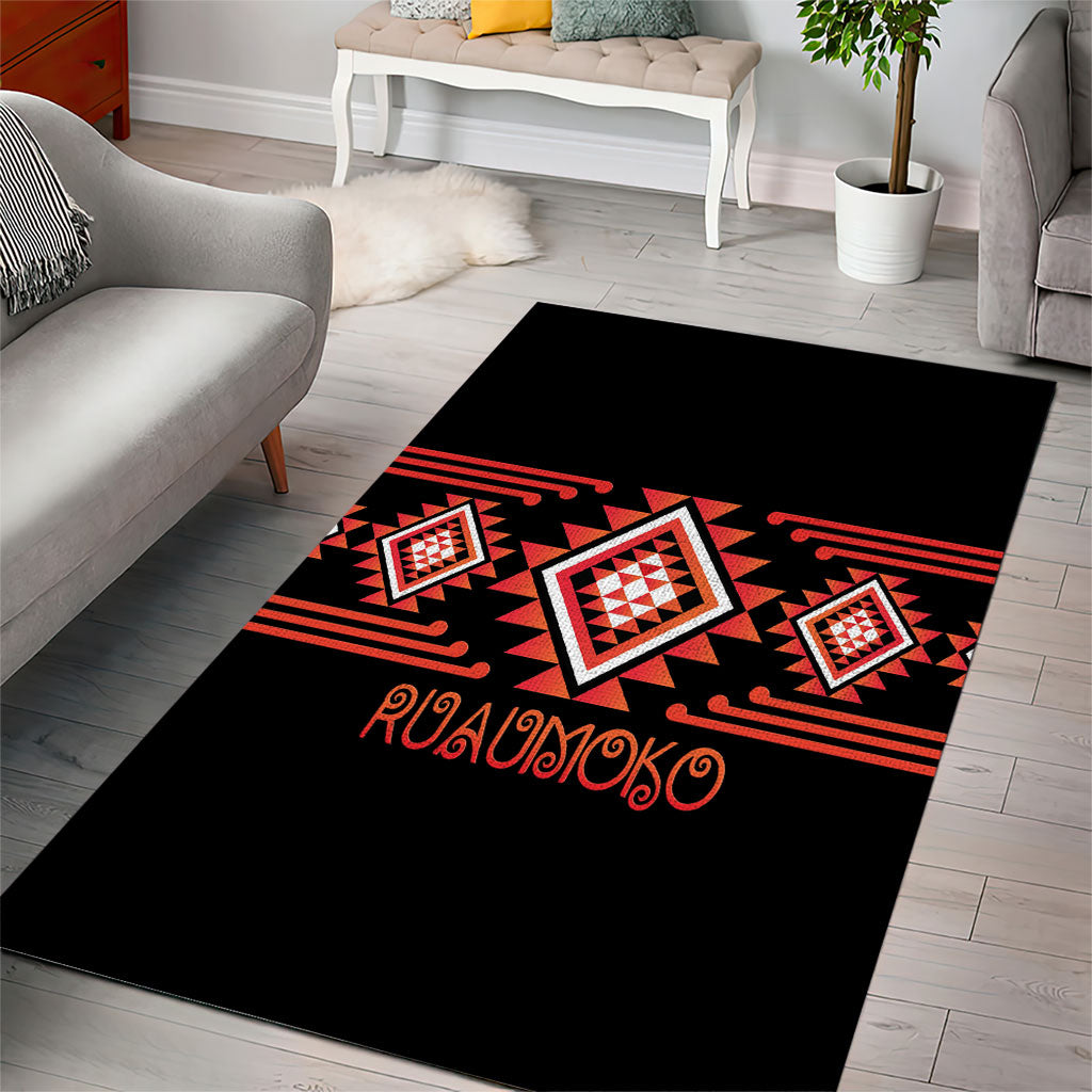 Aotearoa Atua Ruaumoko Area Rug Maori Powerful God Taniko Motifs