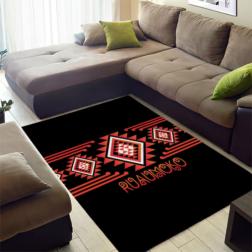 Aotearoa Atua Ruaumoko Area Rug Maori Powerful God Taniko Motifs