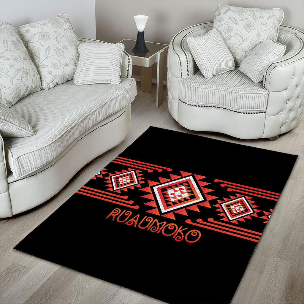 Aotearoa Atua Ruaumoko Area Rug Maori Powerful God Taniko Motifs