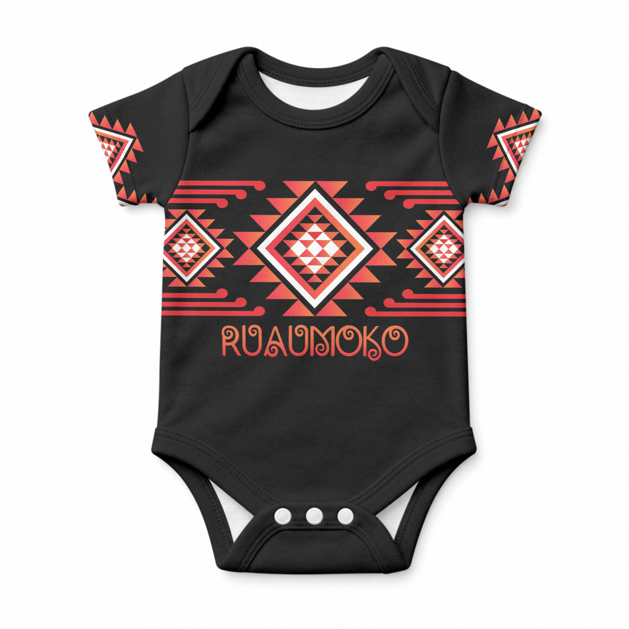 Aotearoa Atua Ruaumoko Personalised Baby Onesie Maori Powerful God Taniko Motifs