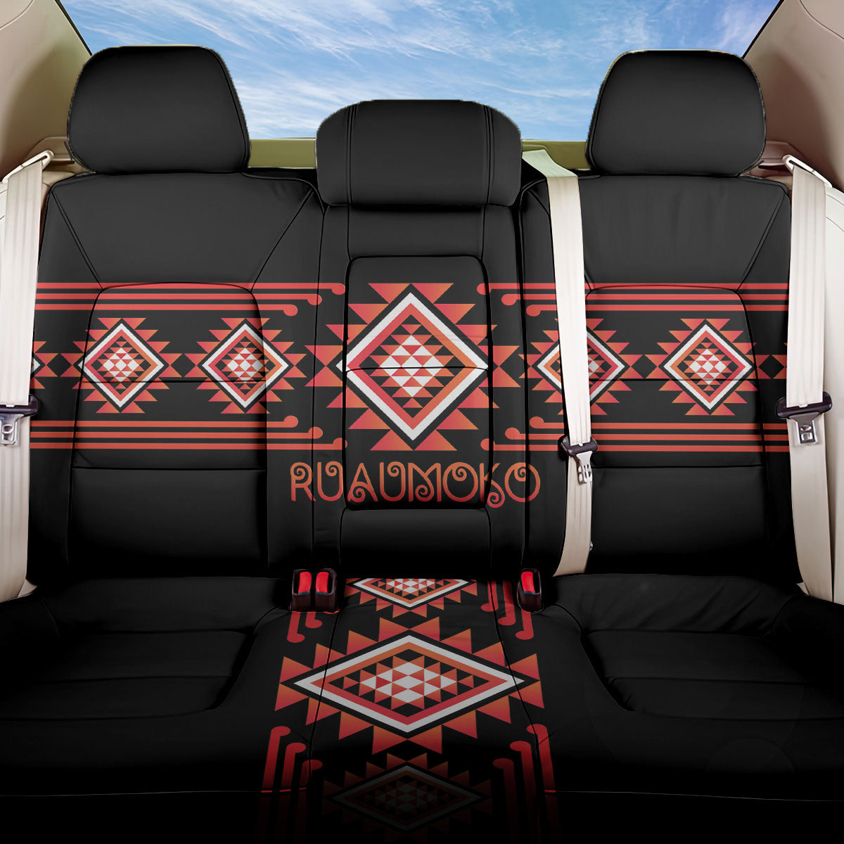 Aotearoa Atua Ruaumoko Back Car Seat Cover Maori Powerful God Taniko Motifs