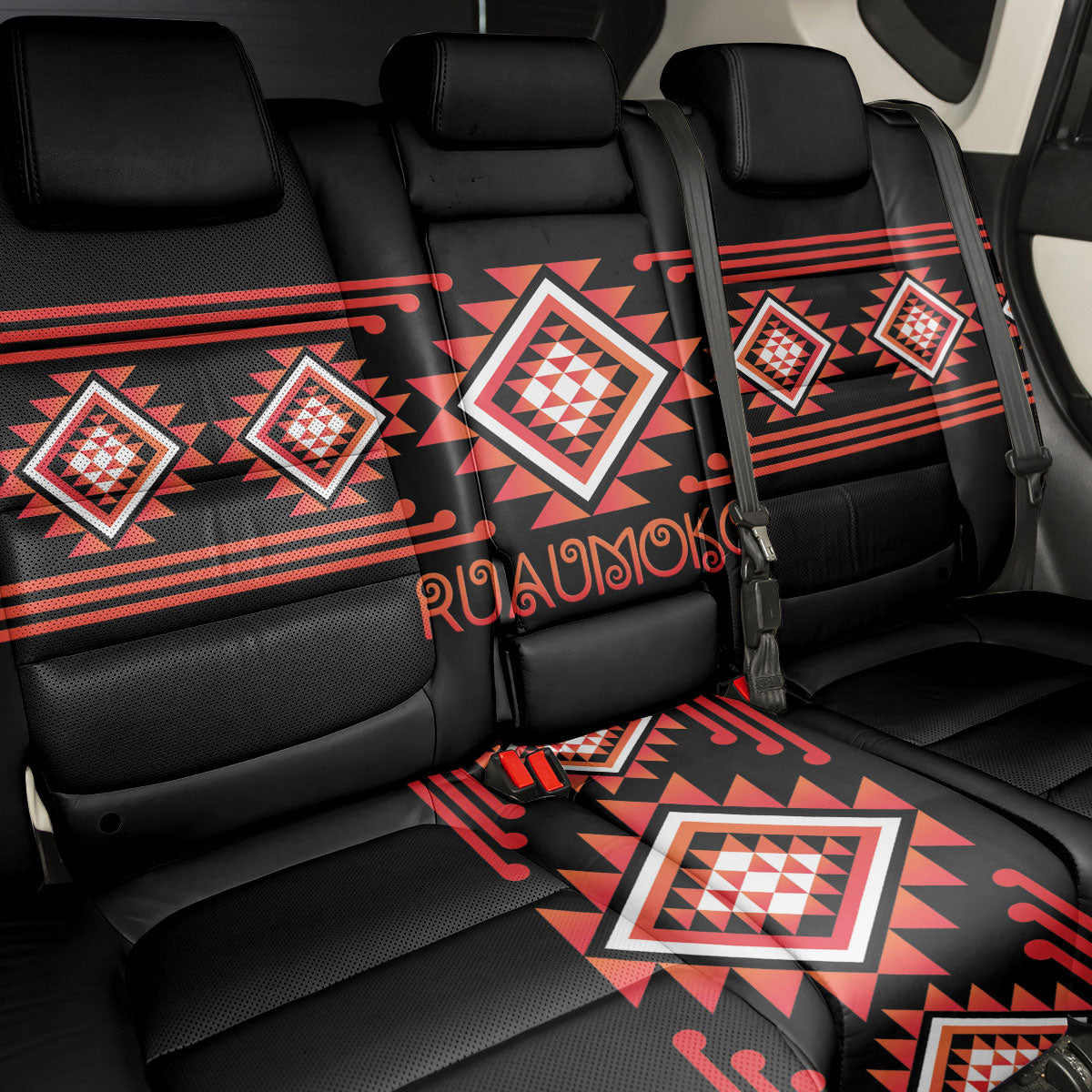 Aotearoa Atua Ruaumoko Back Car Seat Cover Maori Powerful God Taniko Motifs